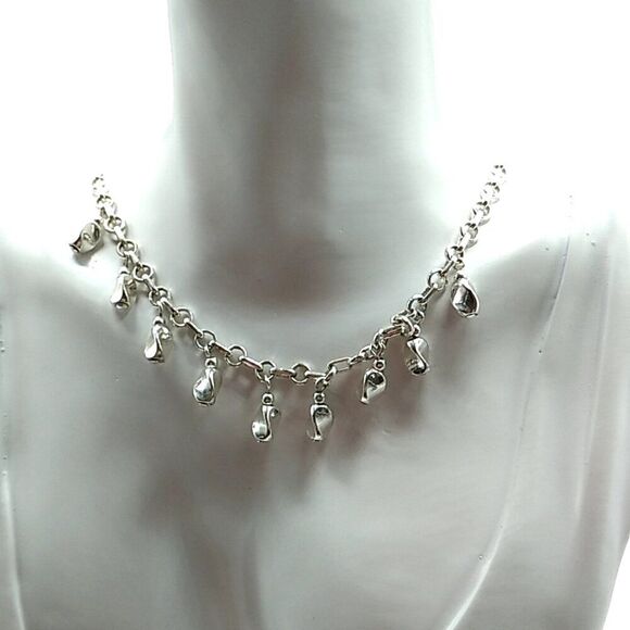 Twisted Teardrop Silver-tone Charm Necklace - Picture 8 of 14